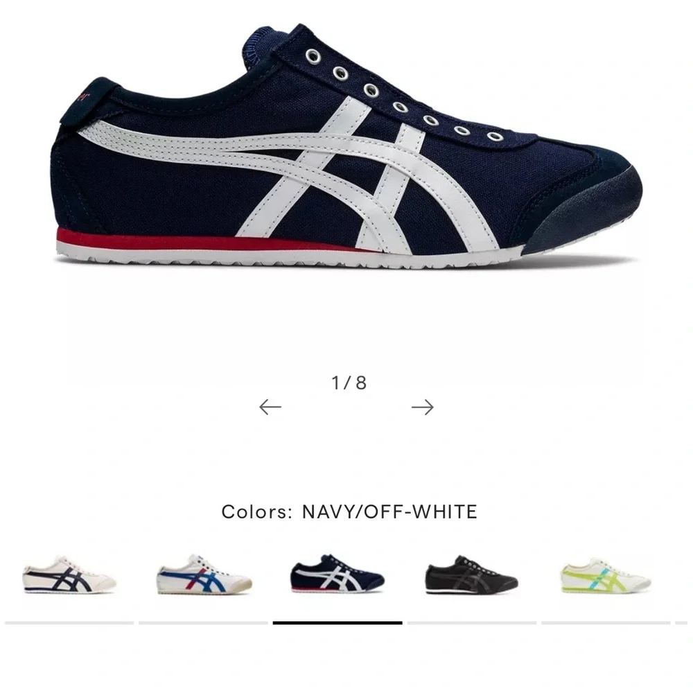 Onitsuka Tiger by Asics Navy White Red Mexico 66-Inspired Sneakers - Picture 2 of 5